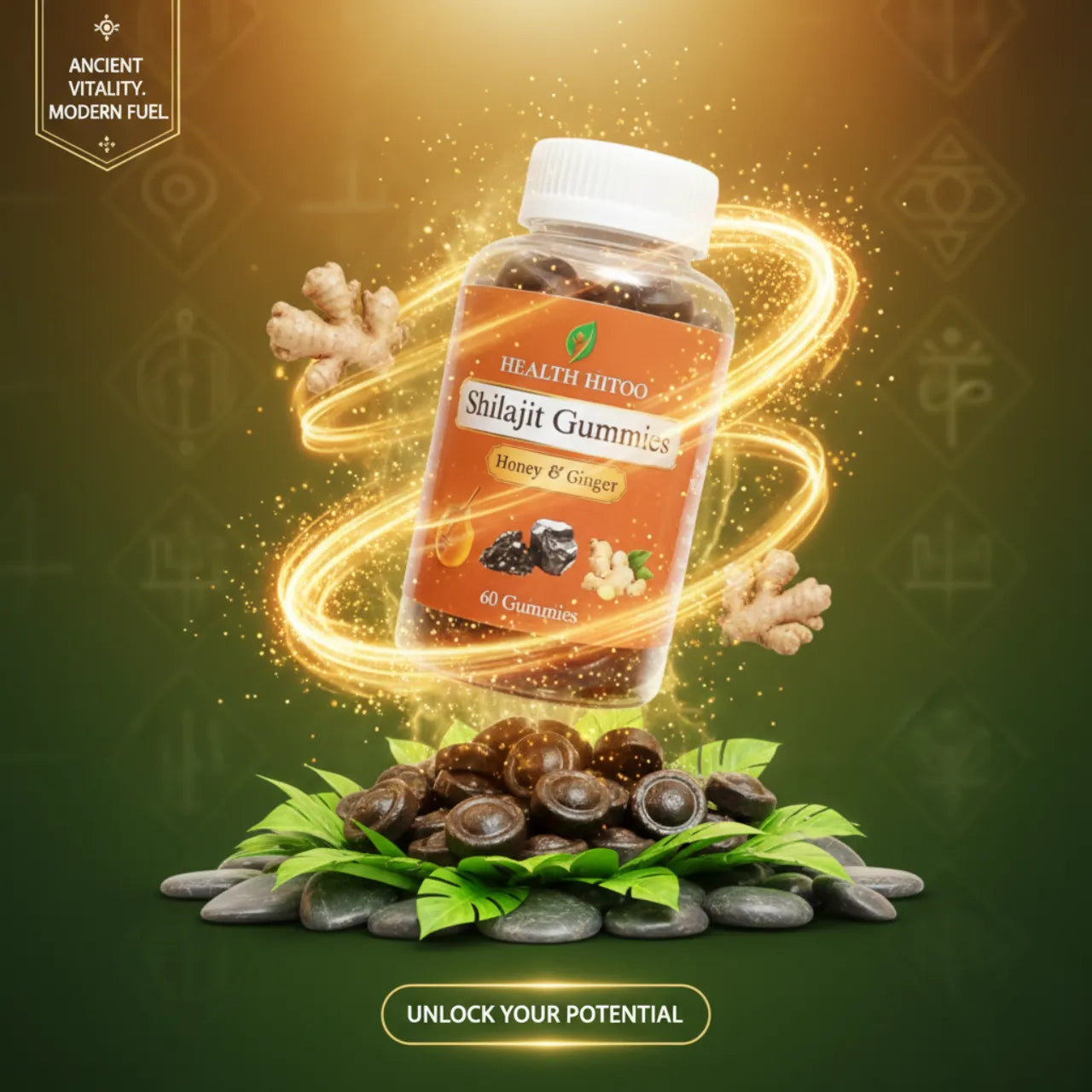 100% Pure Himalayan Shilajit Gummies (Honey & Ginger)